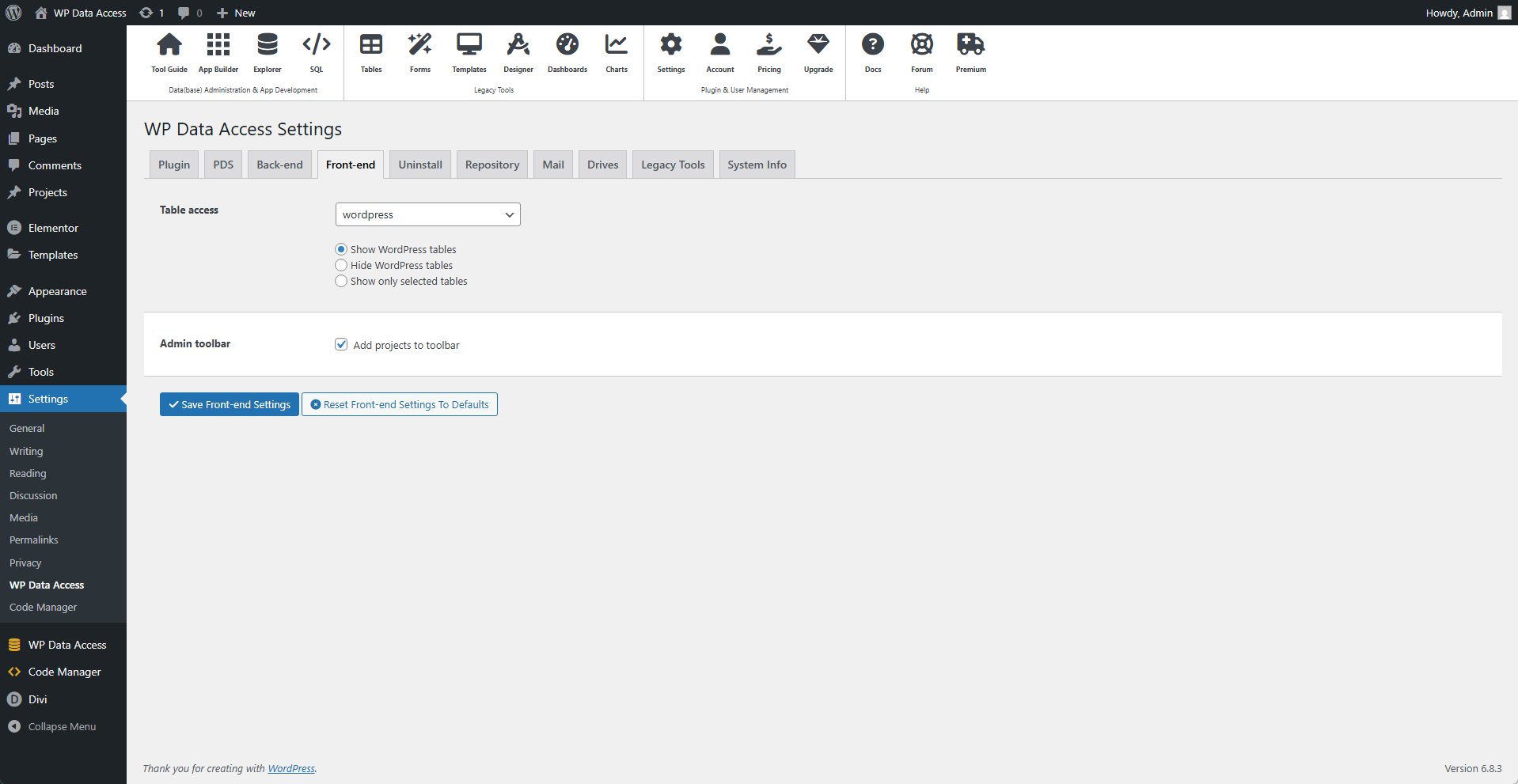 Plugin Settings - Front-end